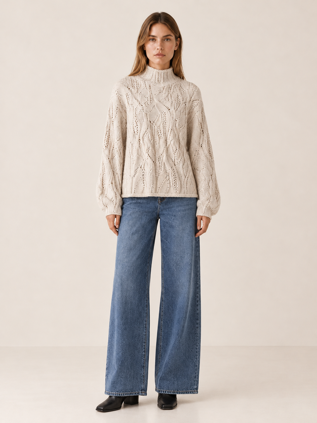 Amanda | Timeless Oversized Cable Knit Turtleneck Sweater