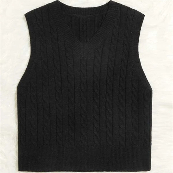 Amber | Graceful Cable Knit V-Neck Sweater Vest