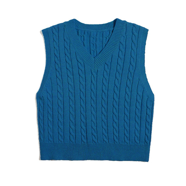 Amber | Graceful Cable Knit V-Neck Sweater Vest