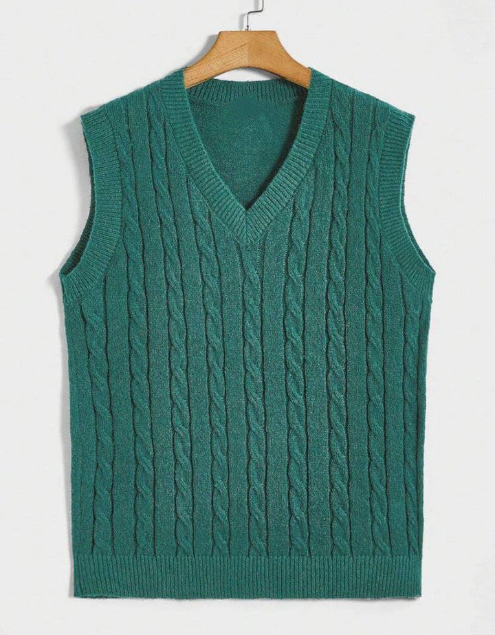 Amber | Graceful Cable Knit V-Neck Sweater Vest