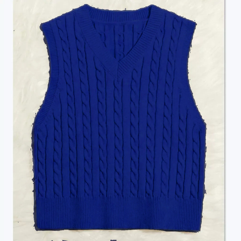 Amber | Graceful Cable Knit V-Neck Sweater Vest