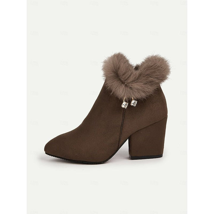 Amber | Plush Trim Block Heel Ankle Boots