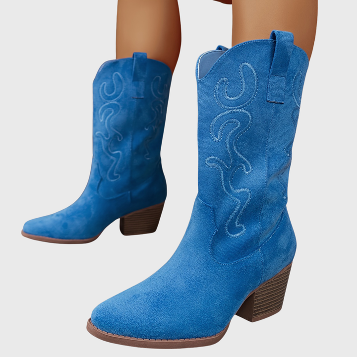 Amber | Refined Embroidered Western Mid-Calf Cowboy Boots