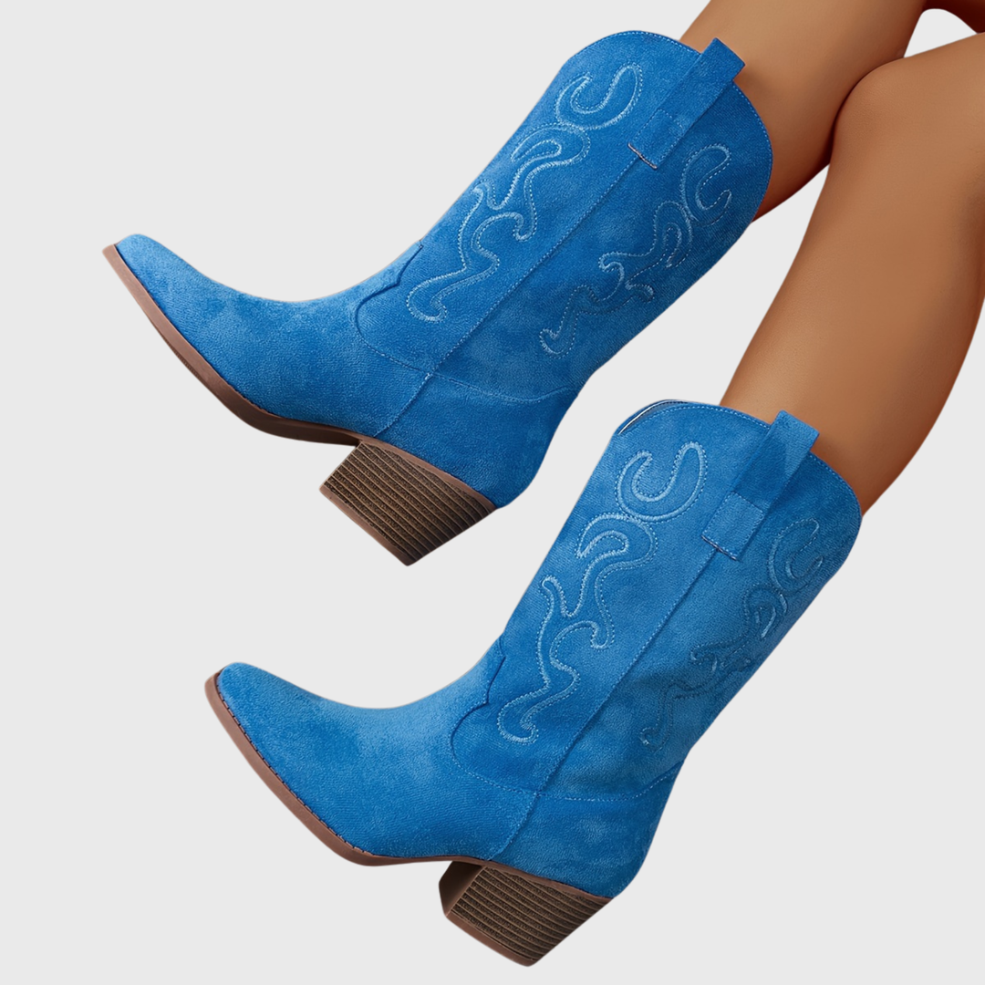 Amber | Refined Embroidered Western Mid-Calf Cowboy Boots