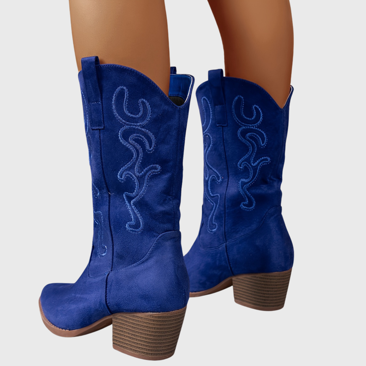 Amber | Refined Embroidered Western Mid-Calf Cowboy Boots