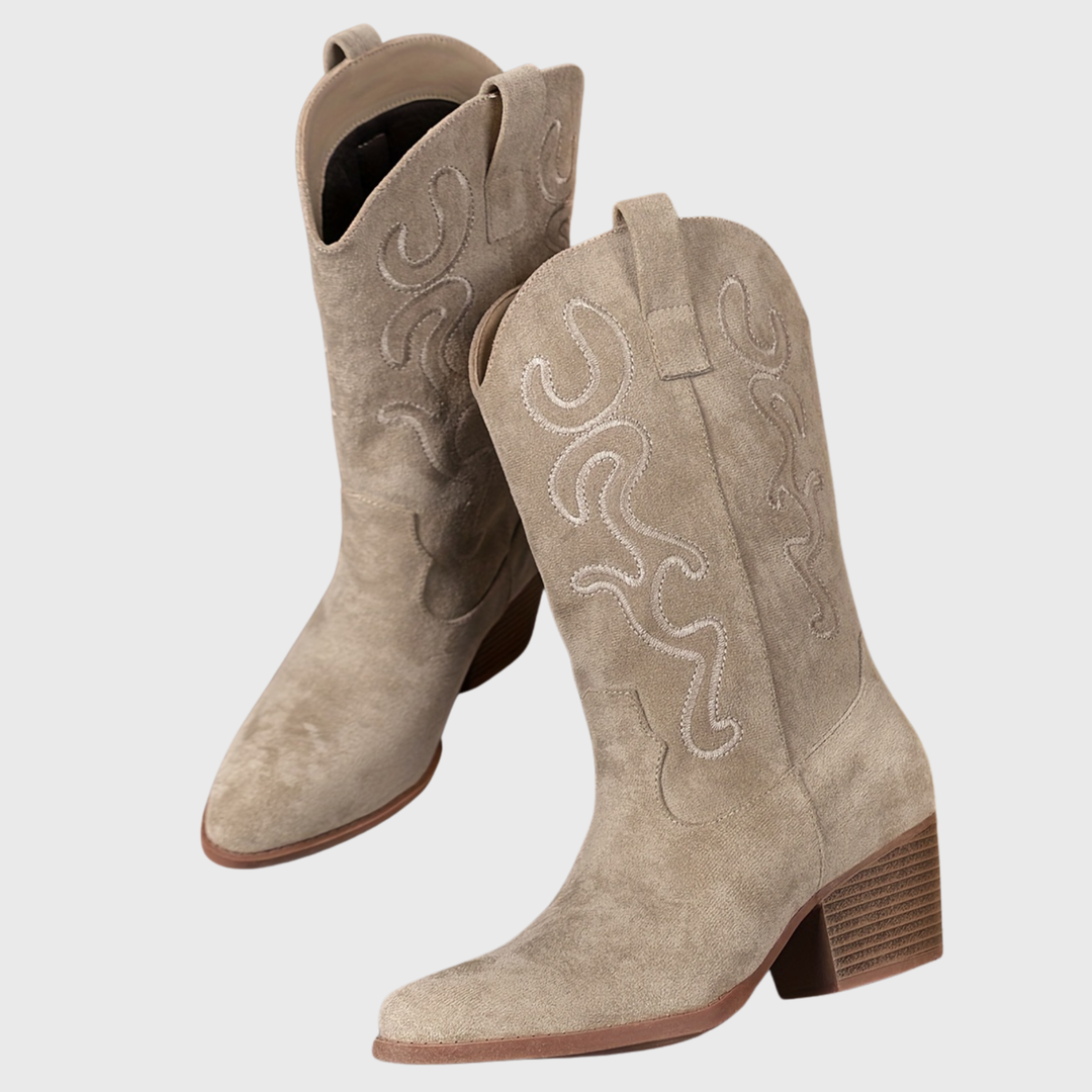 Amber | Refined Embroidered Western Mid-Calf Cowboy Boots