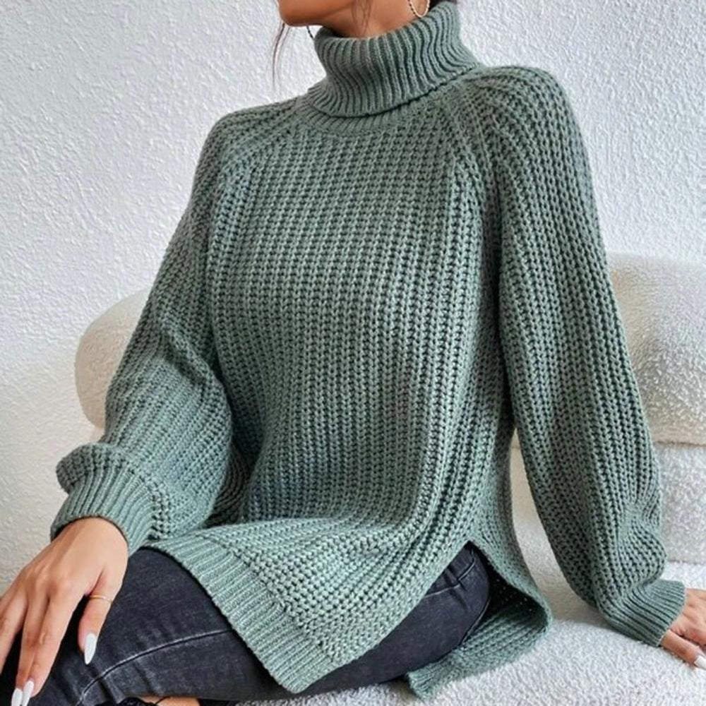 Amber | Refined Longline Chunky Knit Turtleneck Sweater