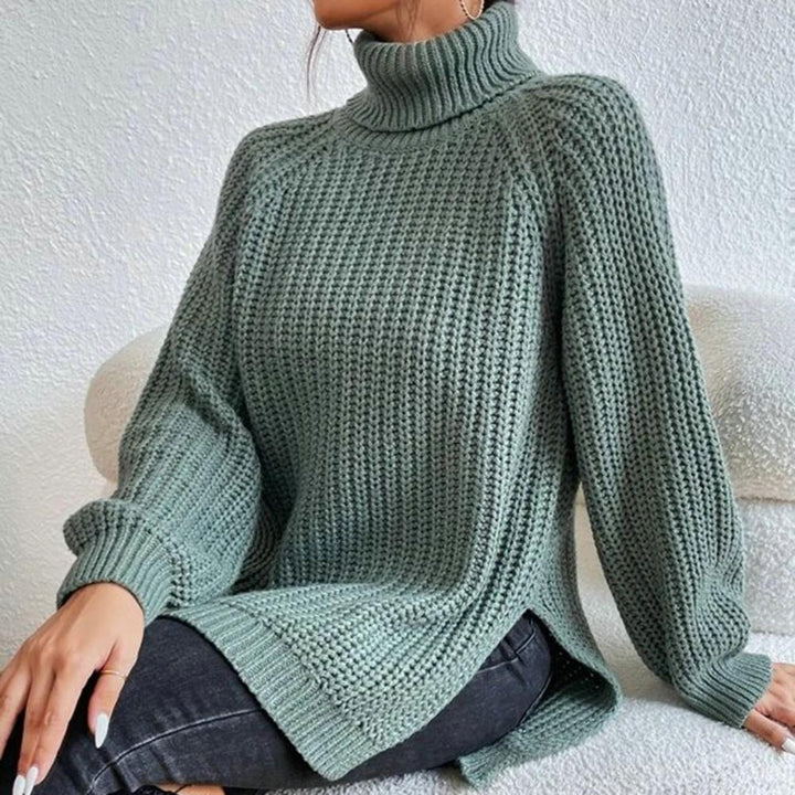 Amber | Refined Longline Chunky Knit Turtleneck Sweater