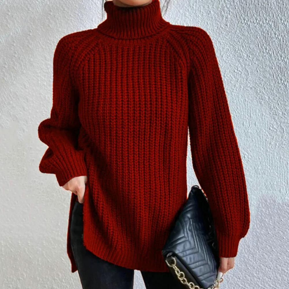 Amber | Refined Longline Chunky Knit Turtleneck Sweater