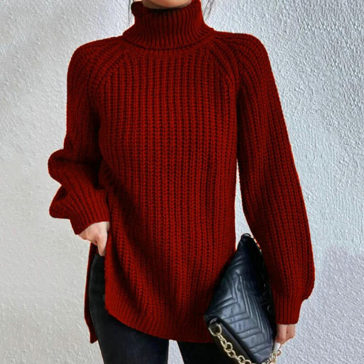 Amber | Refined Longline Chunky Knit Turtleneck Sweater