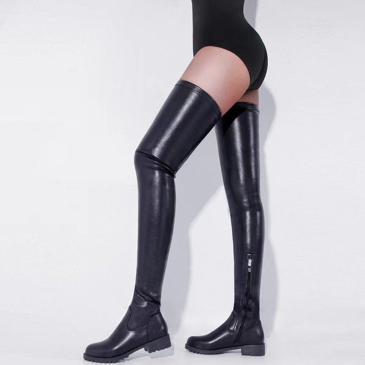 Amber | Stylish Sleek Thigh High Boots with Chunky Sole