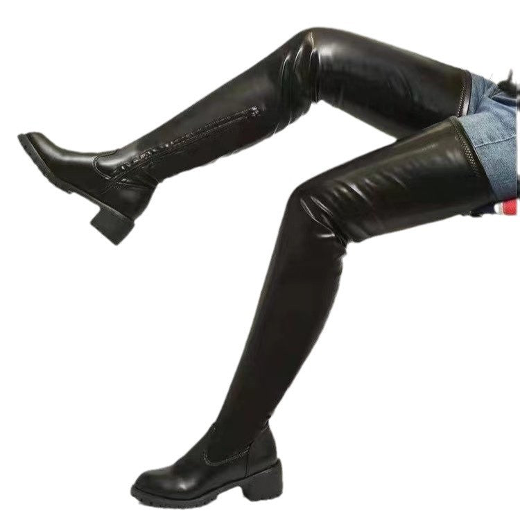 Amber | Stylish Sleek Thigh High Boots with Chunky Sole