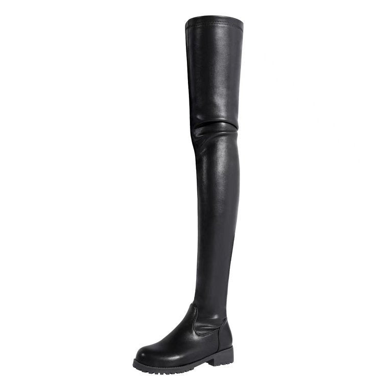Amber | Stylish Sleek Thigh High Boots with Chunky Sole