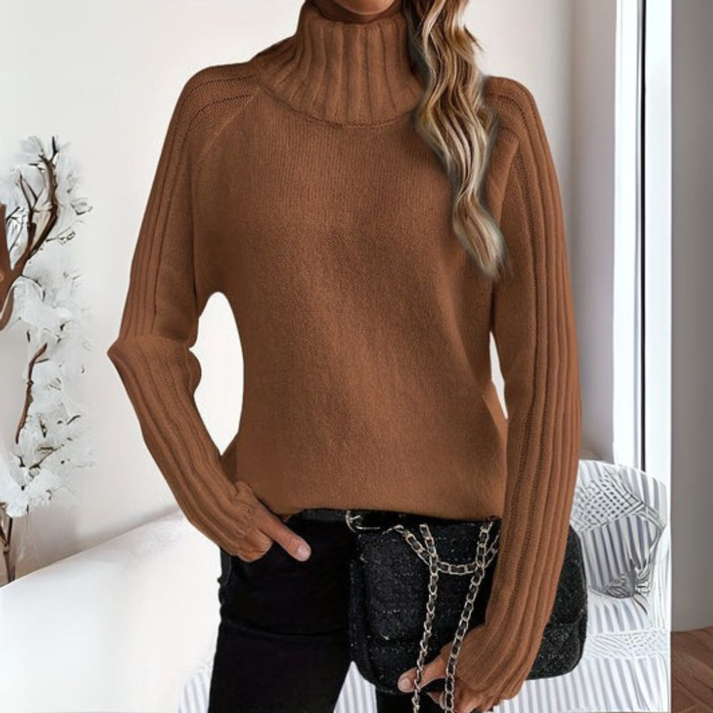 Amber | Timeless Ribbed Sleeve Knit Turtleneck Sweater