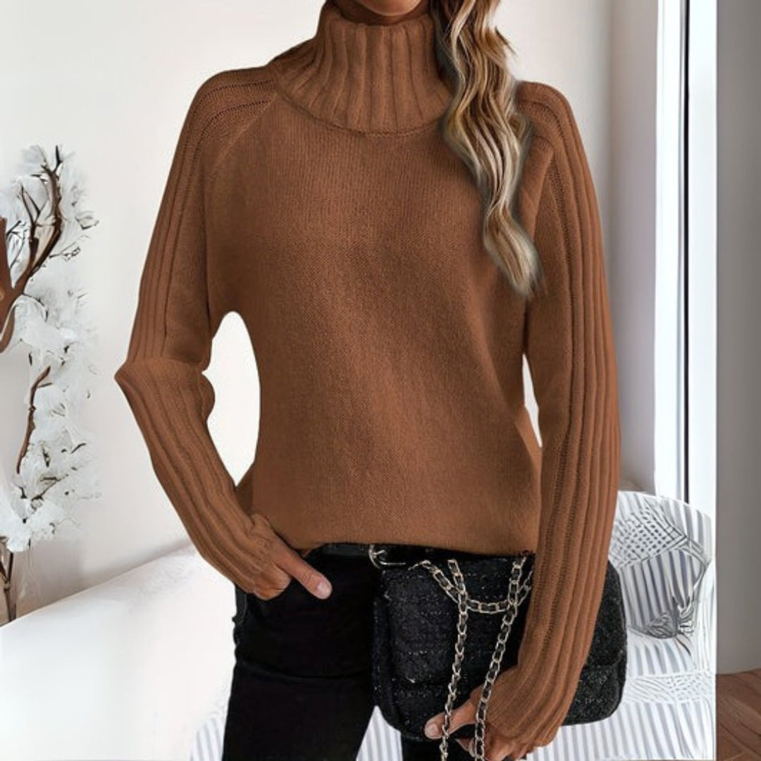 Amber | Timeless Ribbed Sleeve Knit Turtleneck Sweater
