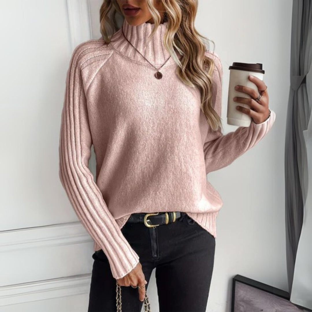Amber | Timeless Ribbed Sleeve Knit Turtleneck Sweater