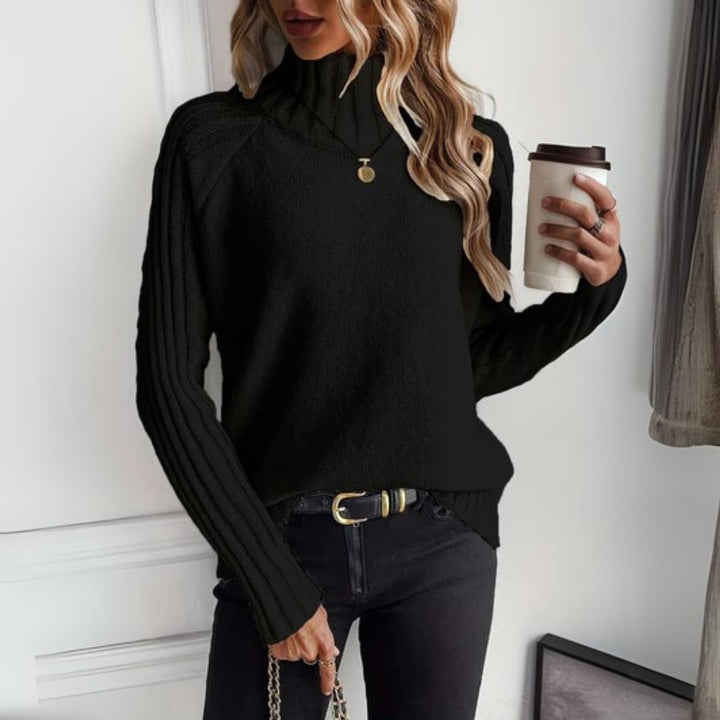 Amber | Timeless Ribbed Sleeve Knit Turtleneck Sweater