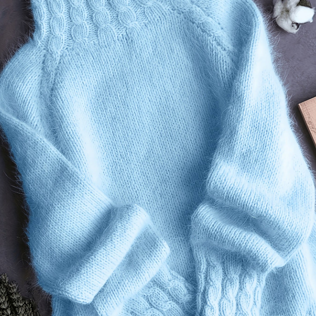 Amy | Classic Oversized Cable Knit Turtleneck Sweater