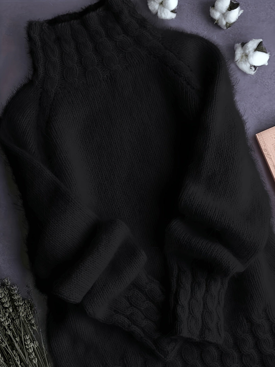 Amy | Classic Oversized Cable Knit Turtleneck Sweater