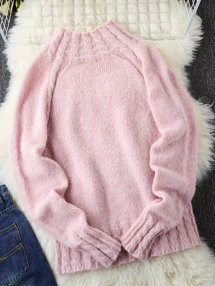 Amy | Classic Oversized Cable Knit Turtleneck Sweater