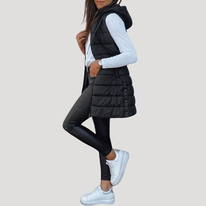 Amy | Elegant Hooded Longline Puffer Vest Jacket