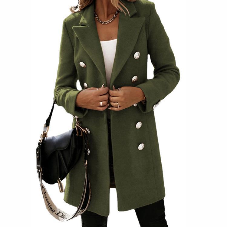 Andrea | Polished Double-Breasted Camel Coat with Lapel Collar