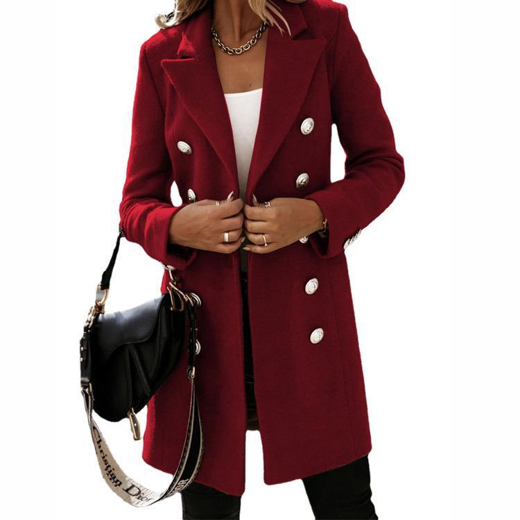 Andrea | Polished Double-Breasted Camel Coat with Lapel Collar