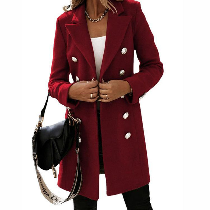Andrea | Polished Double-Breasted Camel Coat with Lapel Collar