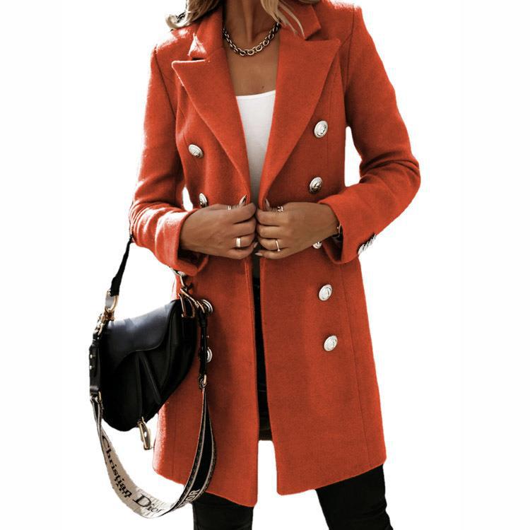 Andrea | Polished Double-Breasted Camel Coat with Lapel Collar