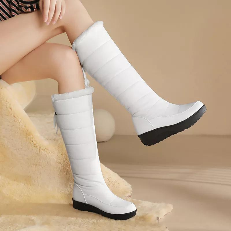 Andrea | Polished Knee High Quilted Snow Boots