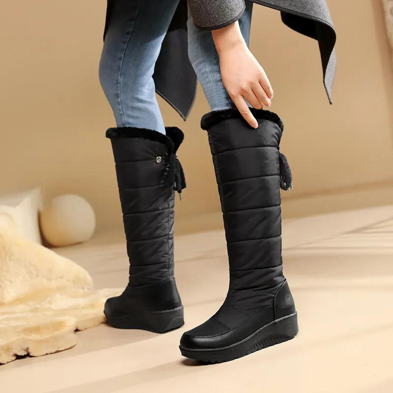 Andrea | Polished Knee High Quilted Snow Boots