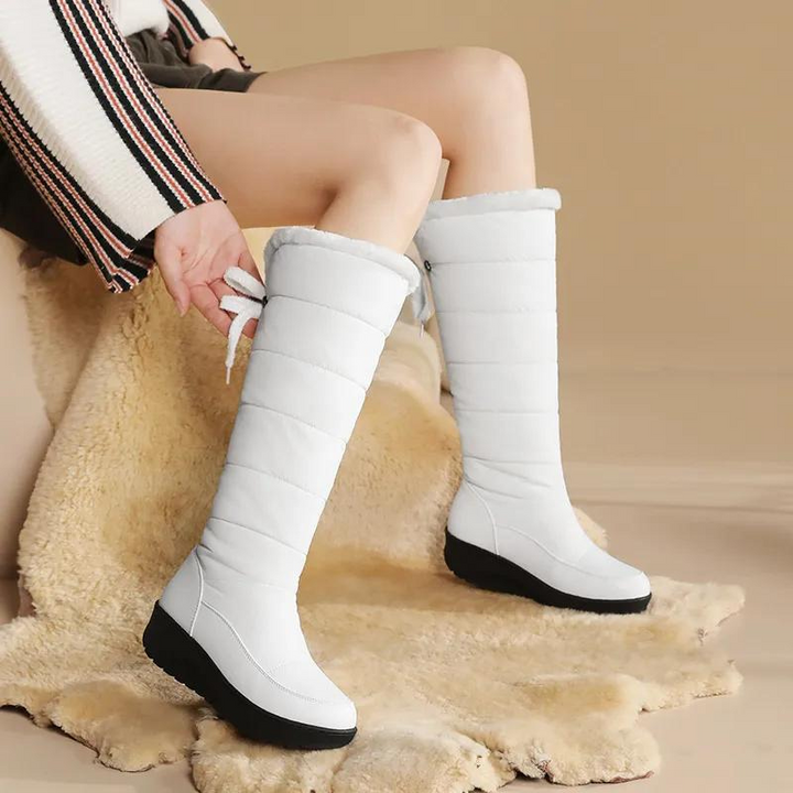 Andrea | Polished Knee High Quilted Snow Boots