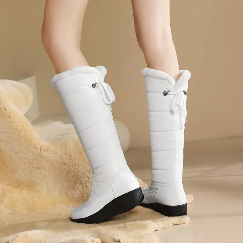 Andrea | Polished Knee High Quilted Snow Boots