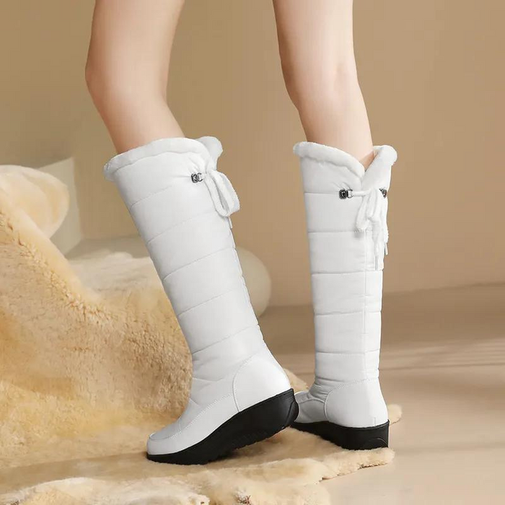 Andrea | Polished Knee High Quilted Snow Boots