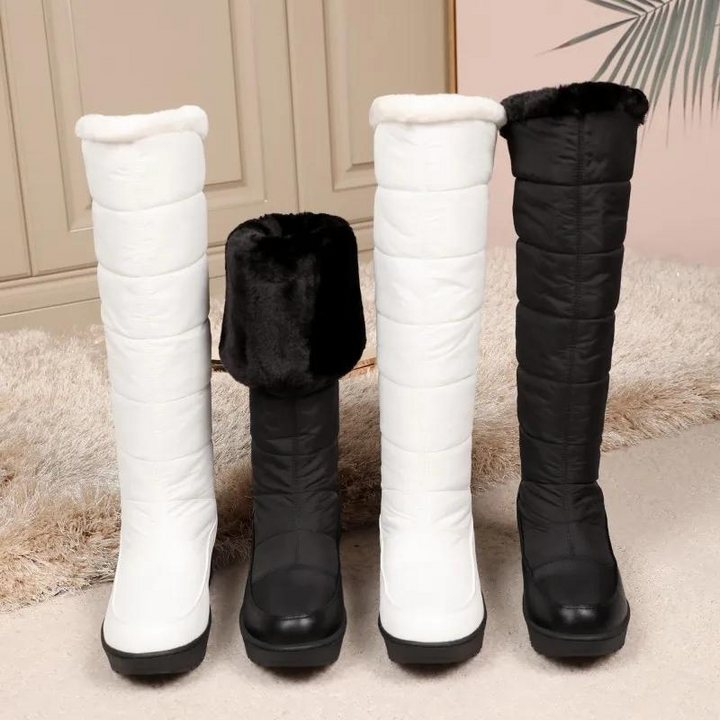 Andrea | Polished Knee High Quilted Snow Boots