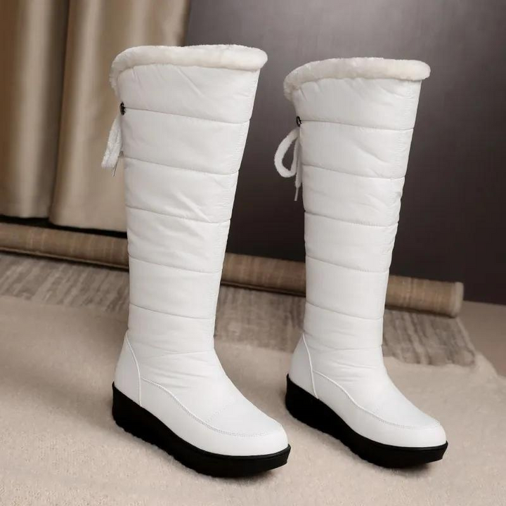 Andrea | Polished Knee High Quilted Snow Boots