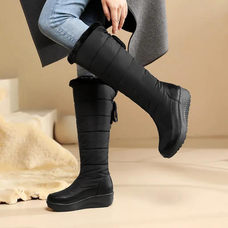 Andrea | Polished Knee High Quilted Snow Boots
