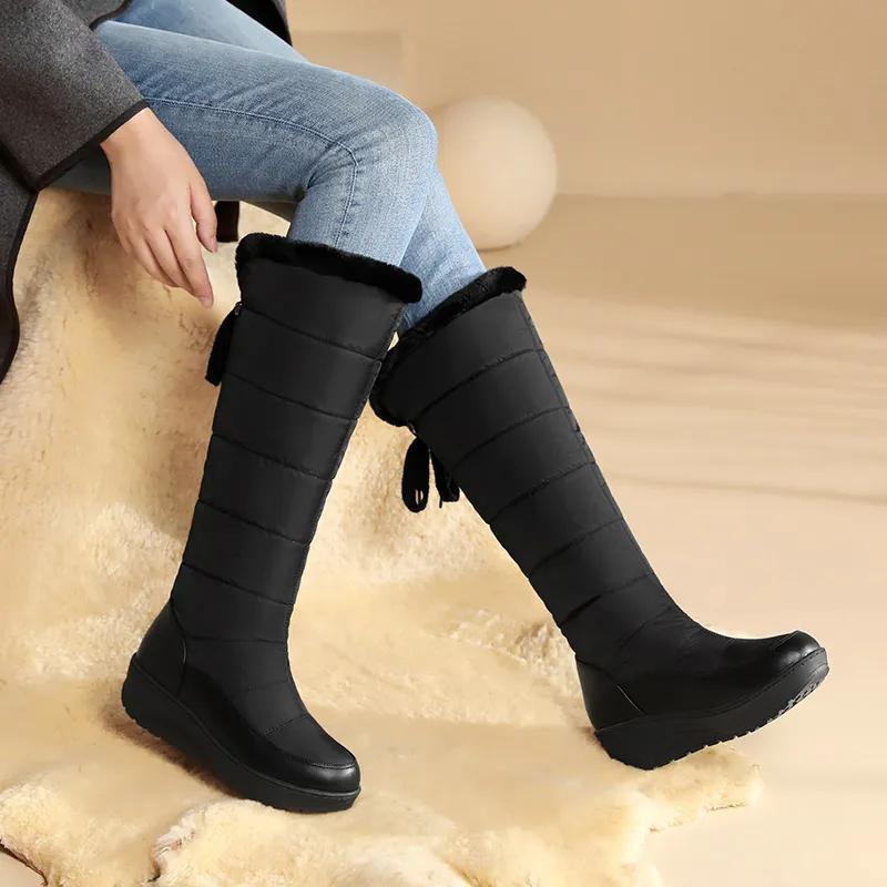 Andrea | Polished Knee High Quilted Snow Boots