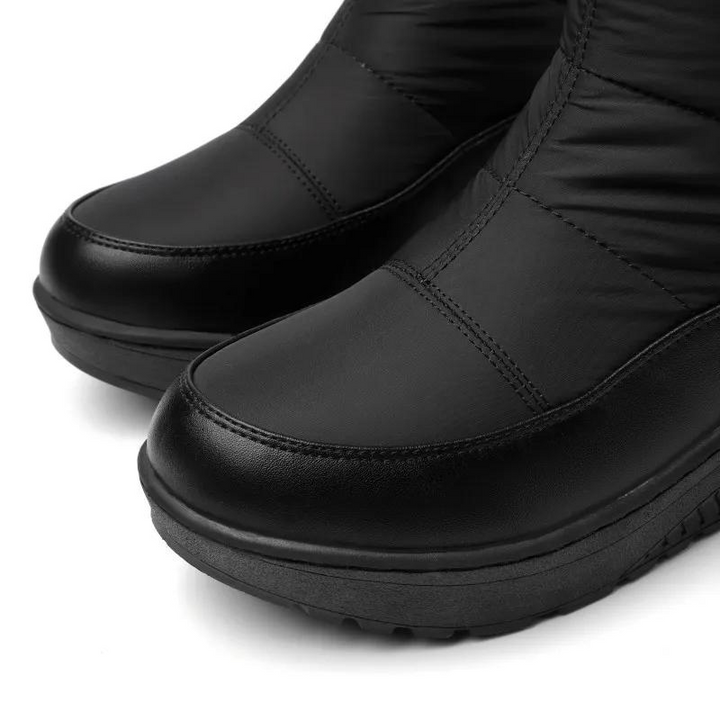 Andrea | Polished Knee High Quilted Snow Boots