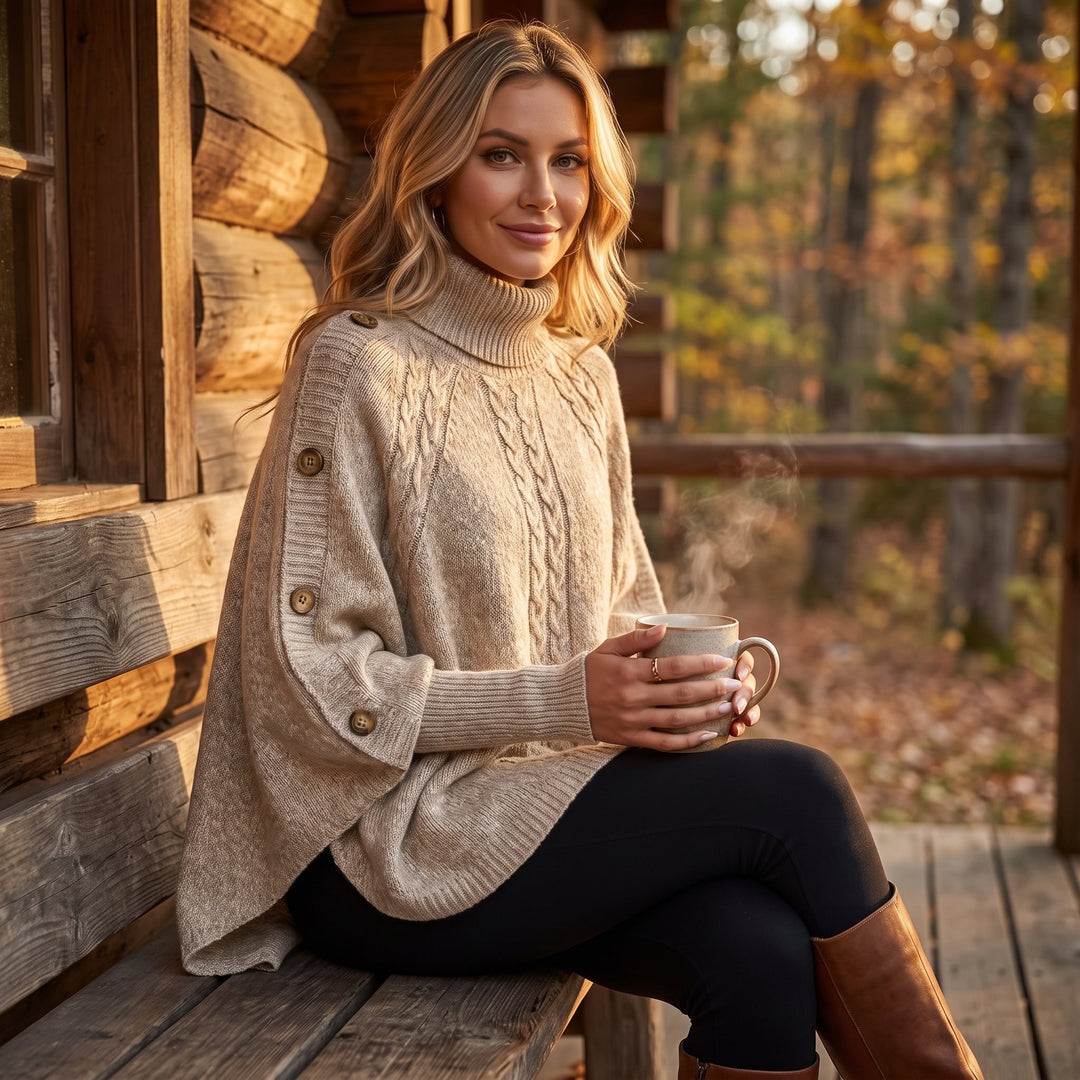 Andrea | Refined Oversized Cable Knit Turtleneck Sweater