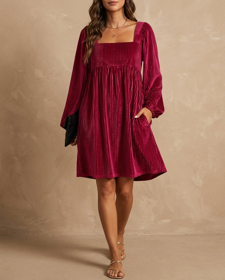 Andrea | Refined Pleated Velvet Holiday Dress