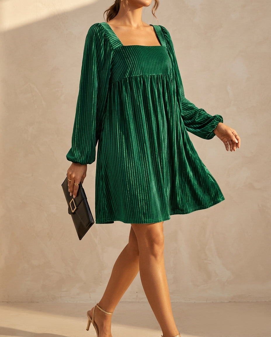 Andrea | Refined Pleated Velvet Holiday Dress
