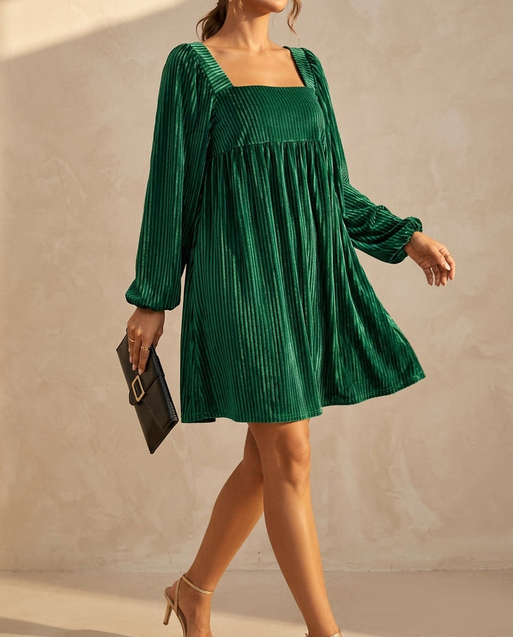 Andrea | Refined Pleated Velvet Holiday Dress
