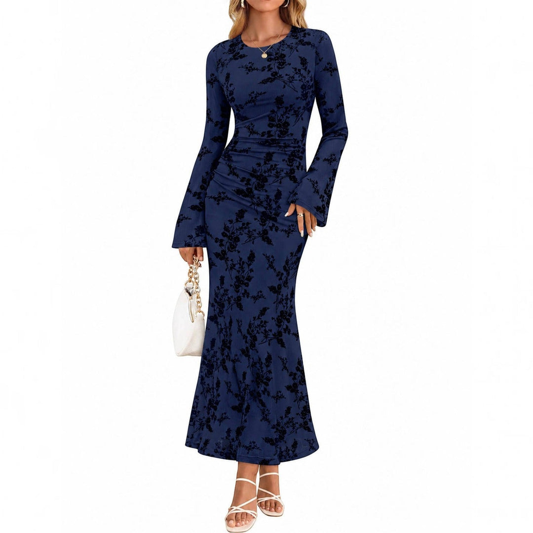 Andrea | Timeless Ruched Floral Fall Wedding Guest Maxi Dress