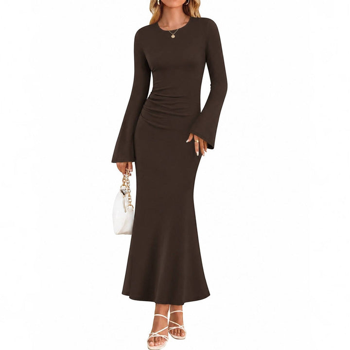 Andrea | Timeless Ruched Floral Fall Wedding Guest Maxi Dress