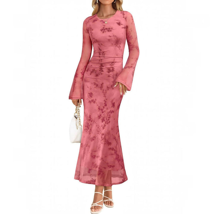 Andrea | Timeless Ruched Floral Fall Wedding Guest Maxi Dress