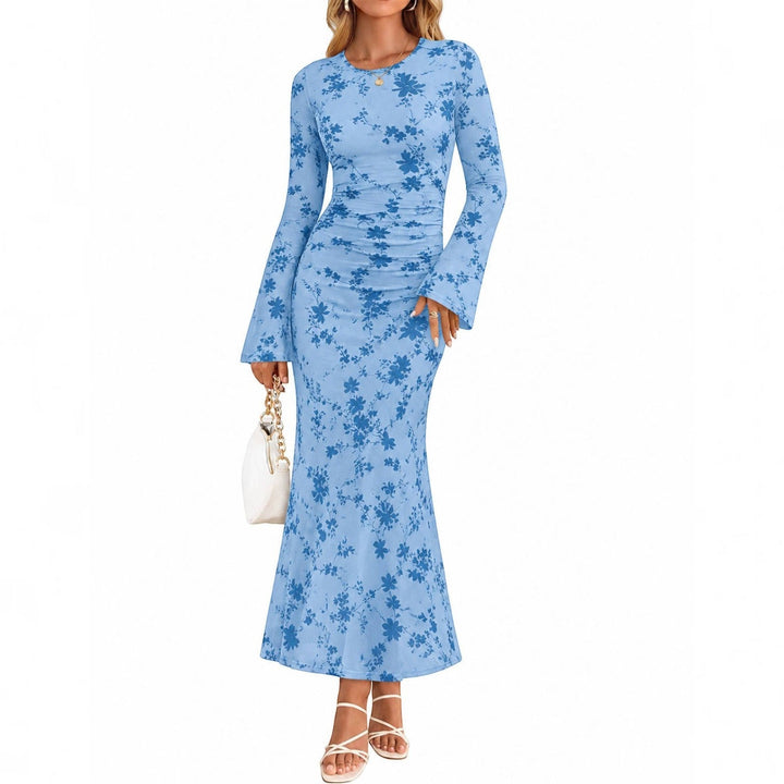 Andrea | Timeless Ruched Floral Fall Wedding Guest Maxi Dress