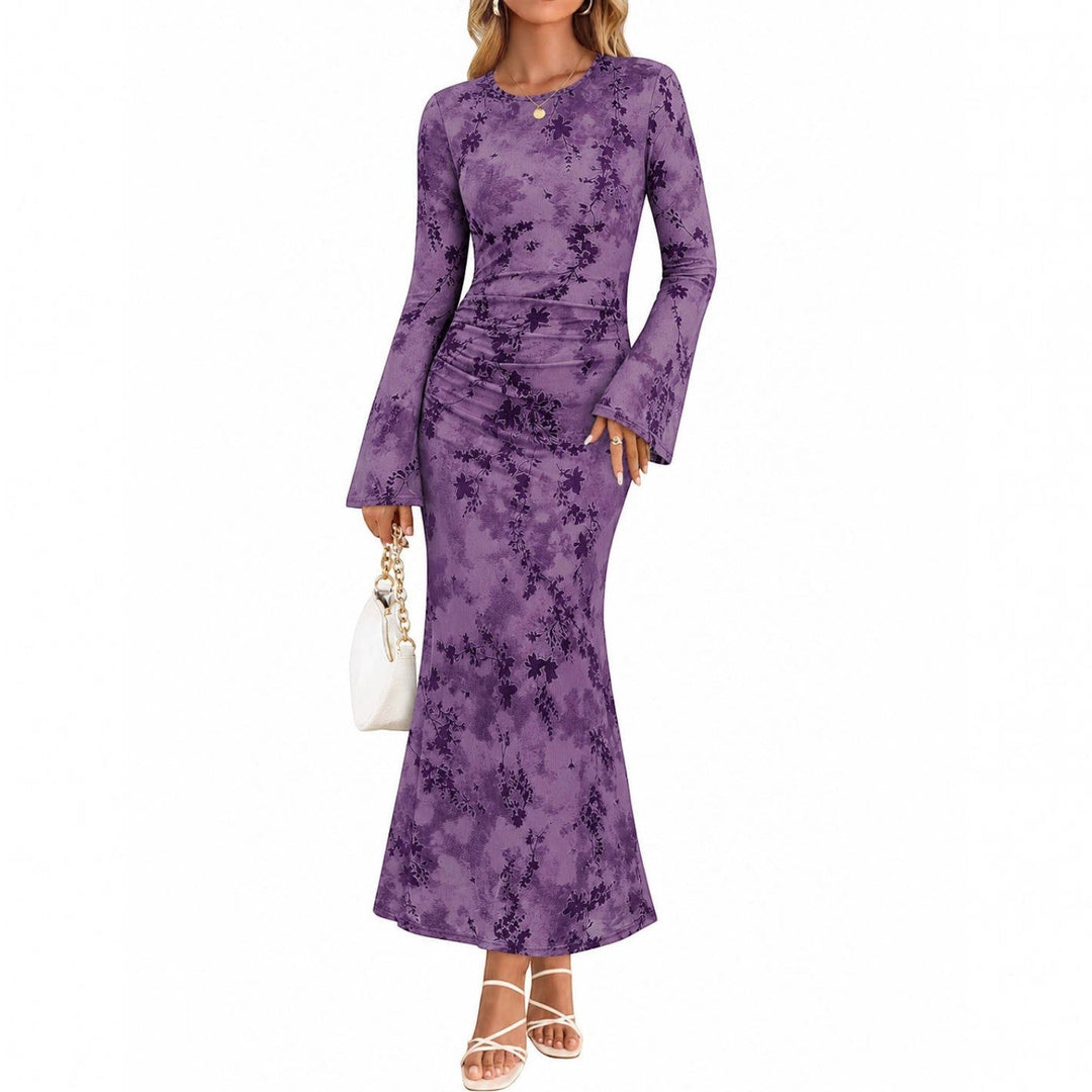 Andrea | Timeless Ruched Floral Fall Wedding Guest Maxi Dress