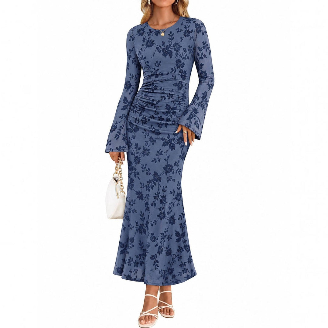 Andrea | Timeless Ruched Floral Fall Wedding Guest Maxi Dress