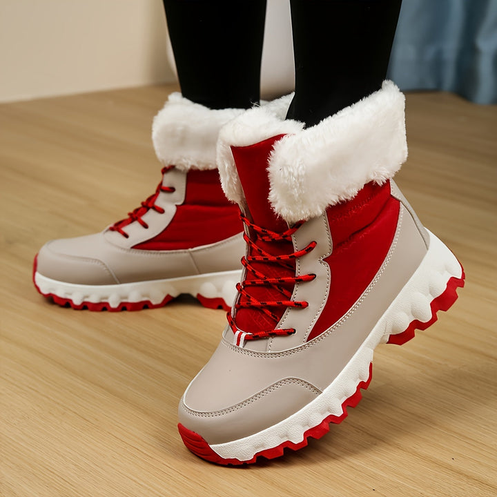 Angela | Elegant Faux Fur Cuff Chunky Sole Snow Boots